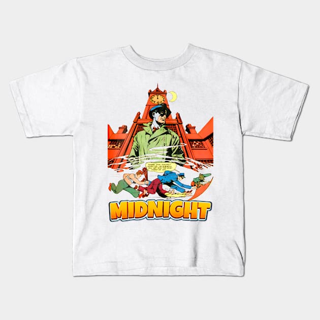 Midnight Comic Style vs Bullets Balow Retro Vintage Comic Kids T-Shirt by REVISTANGO